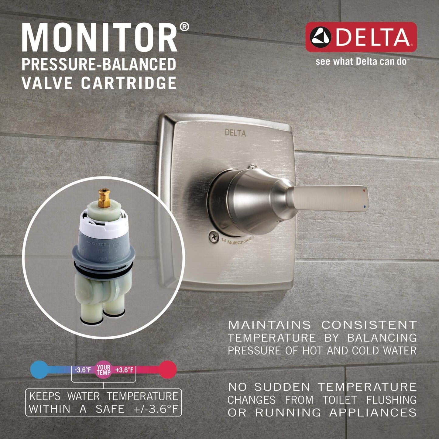 Delta Modern 14 Series Single-Function Valve Trim Kit, Matte Black Handle Set for Shower Faucet System, Matte Black T140339-BL-PP