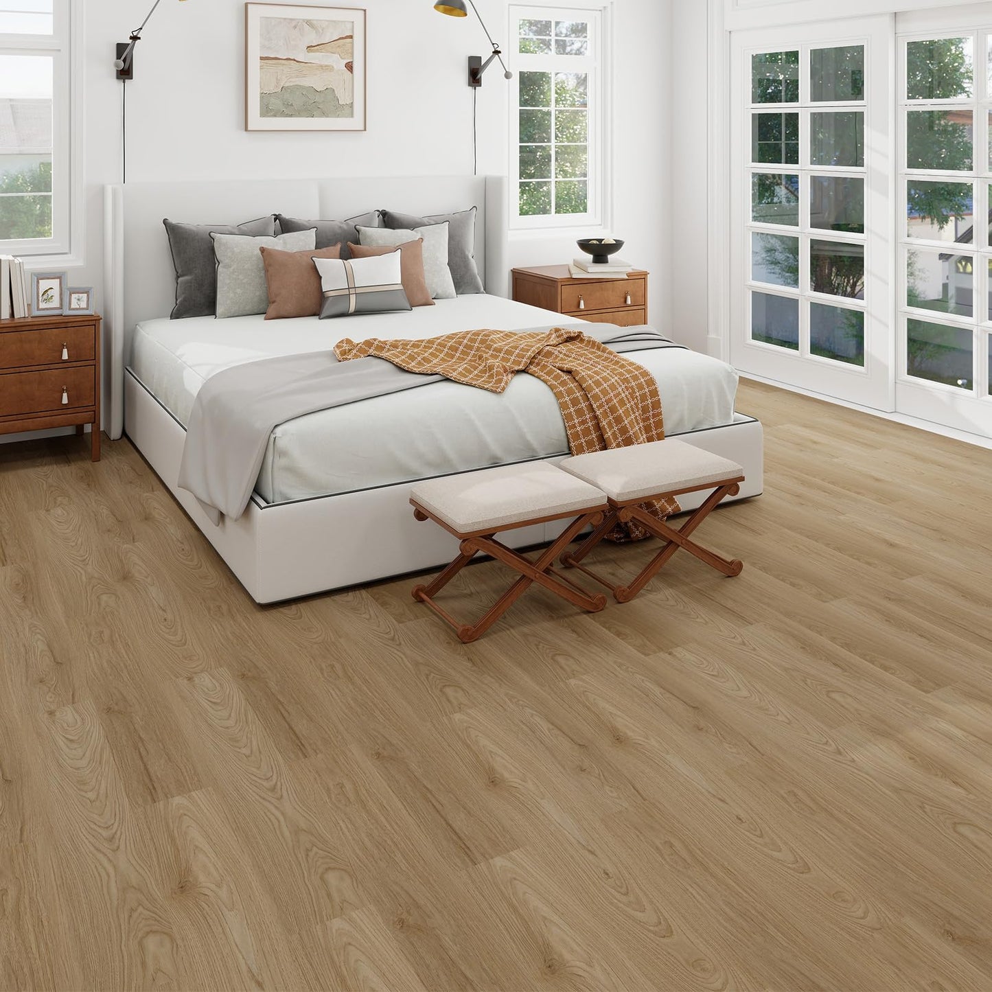 MULGREAT Peel and Stick Tile, 54 Sq.Ft 2mm Thicken Vinyl Plank Flooring, 36 Pieces 36"x6" DIY Self Adhesive Waterproof Wood Floor Tiles for Kitchen Bedroom (Llica Hickory)