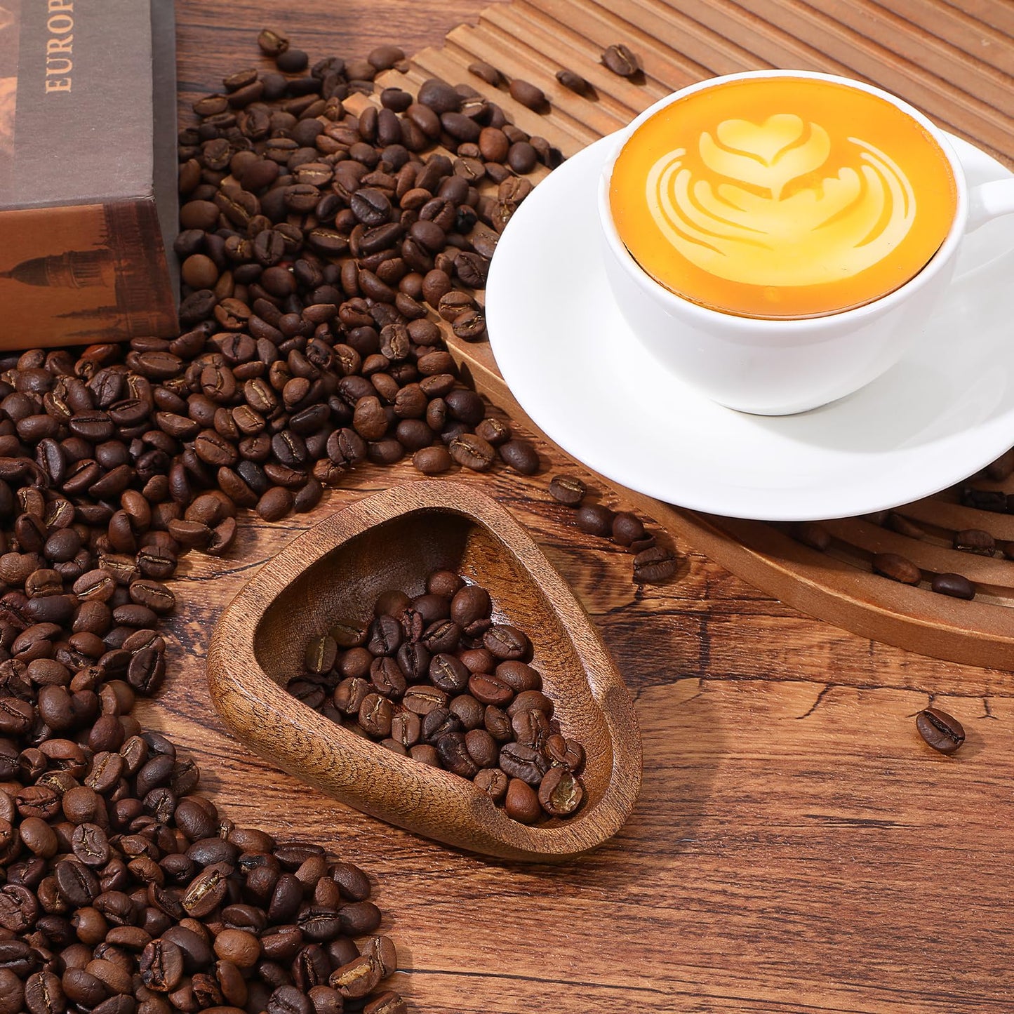 Coffee Bean Dosing Cup, Walnut Wood Espresso Accessories, Single Tray, Wood Measuring Cups, Measuring Tool for Tea Enthusiasts, Bar Use, Camping Gym & Home Use, Static Reduction Precise Measuring