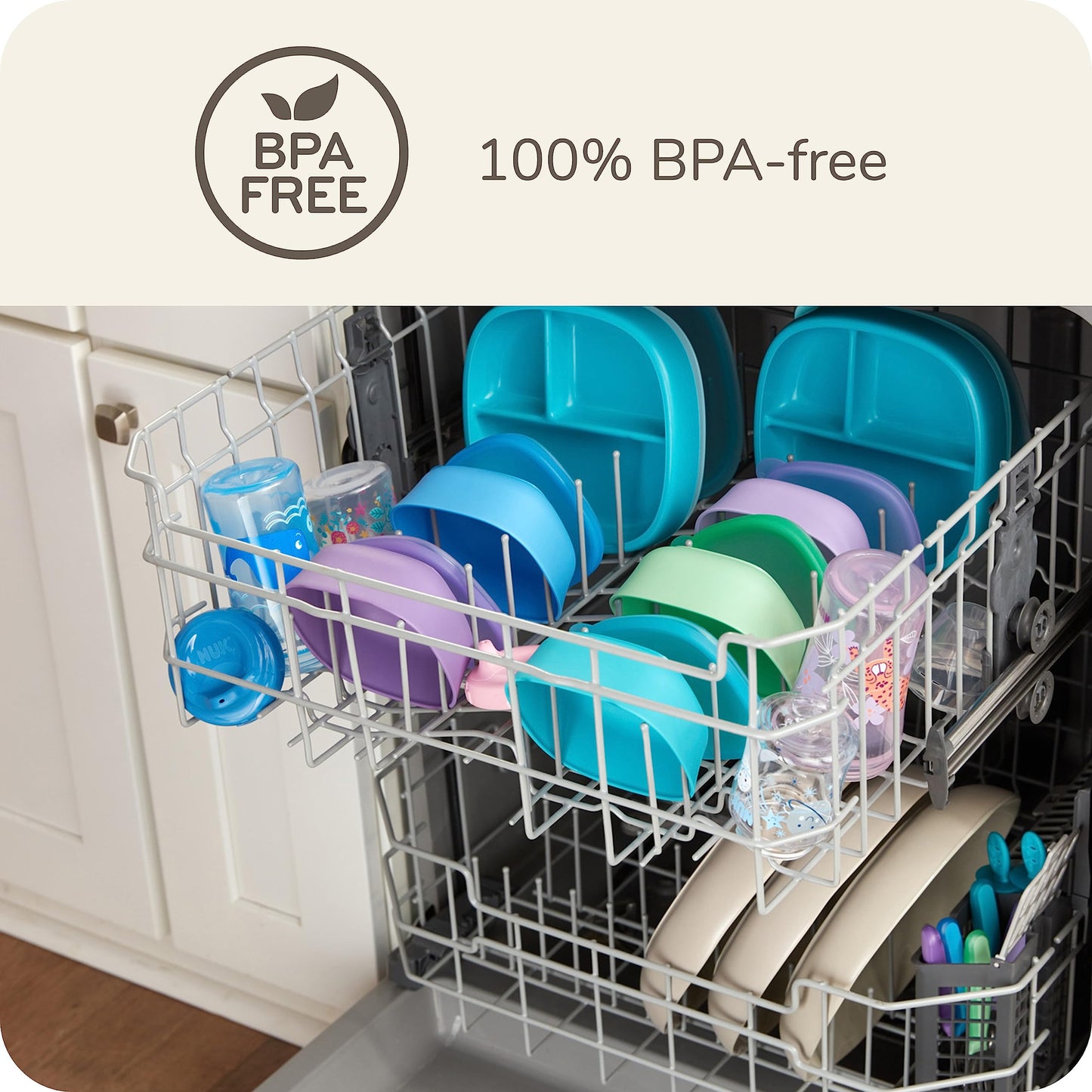 NUK Silicone Baby Spoons, Durable Silicone Material, Easy to Hold & Feed, Dishwasher-Safe, BPA-Free, Pack of 3