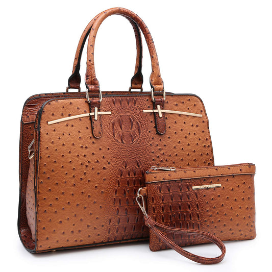 Women Handbag Wallet Tote Shoulder Hobo Bag Top Handle Satchel Purse Set 2pcs with 3 Compartments