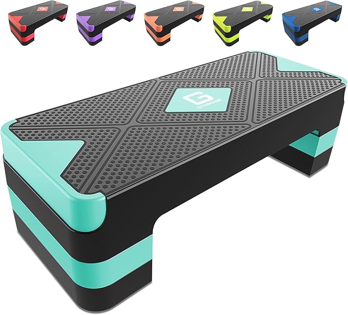 Aerobic Exercise Step, Adjustable Aerobic Stepper for Exercise, Workout Step Platform for Step Up, 26.5" Step Deck with 4??6??8??Adjustable Height Risers, Women Home Gym Cardio Fitness