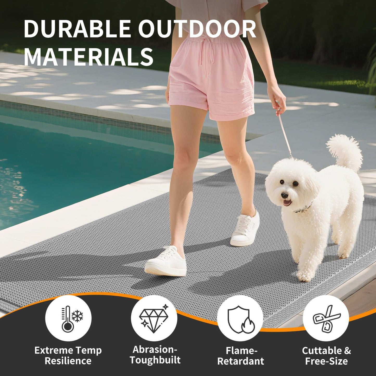 QiCaiJia Front Door Mat 20''x31'', Drainage Heavy Duty Dirt Trapping Non-Slip Doormats, Outdoor Rubber Floor Mats, Restaurant Commercial Kitchen Industral Pool Entrance Bar Wet Area, Grey