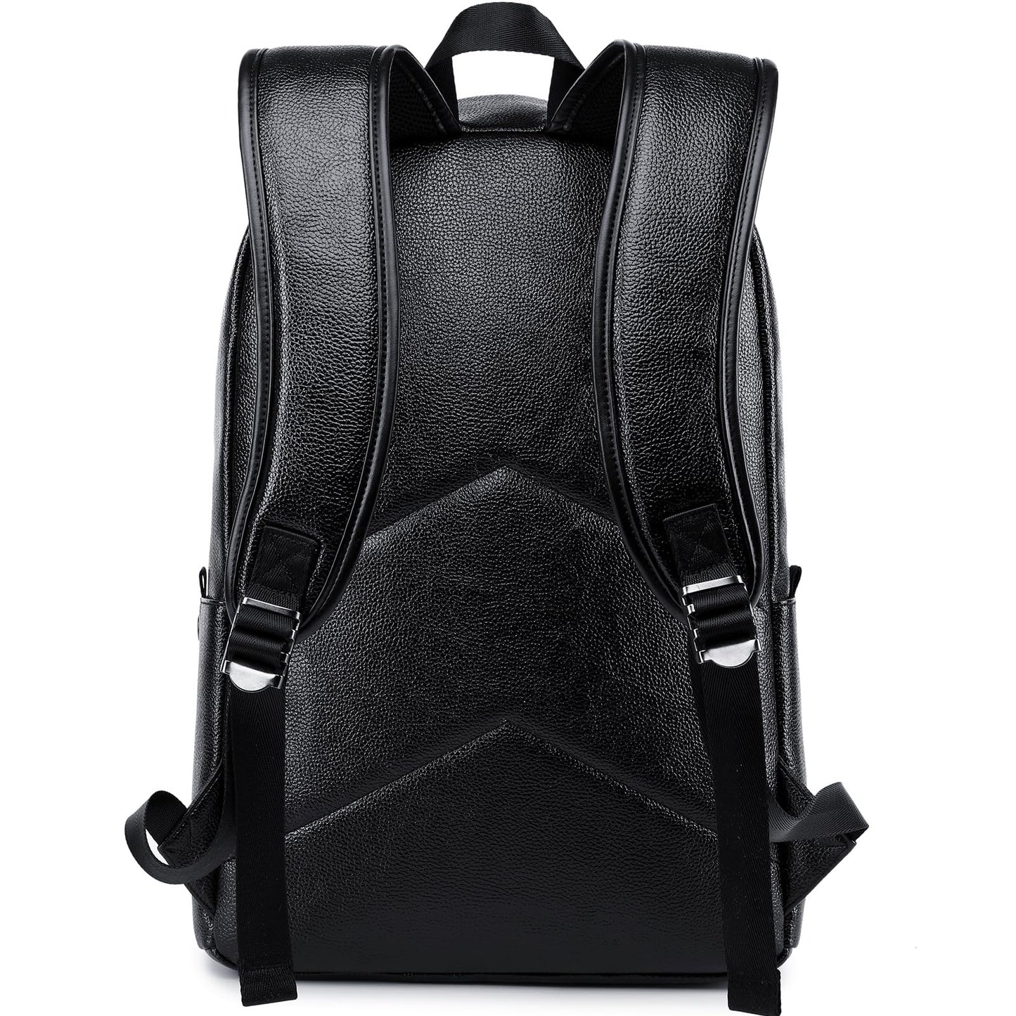 weiatas Black Leather Laptop Backpack for Men Women Work Travel, College School Backpack Casual Daypack fits 15.6 Inch
