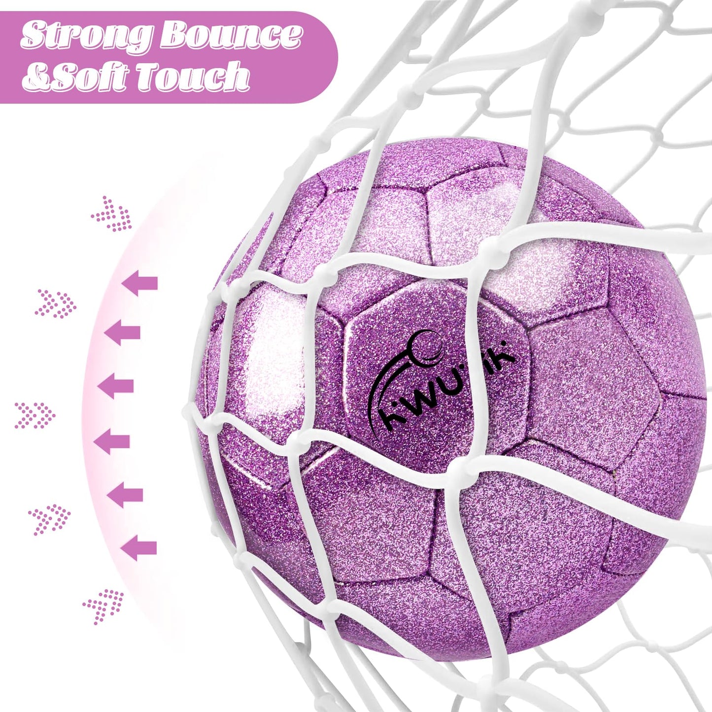 2 Pcs Purple Mini Soccer Goals Set 2x1.5x1.5ft Indoor Soccer Nets for Kids with Size 2 Toddler Soccer Ball Foldable Net Toy with Pump for Children Boys Girls Backyard (Purple)