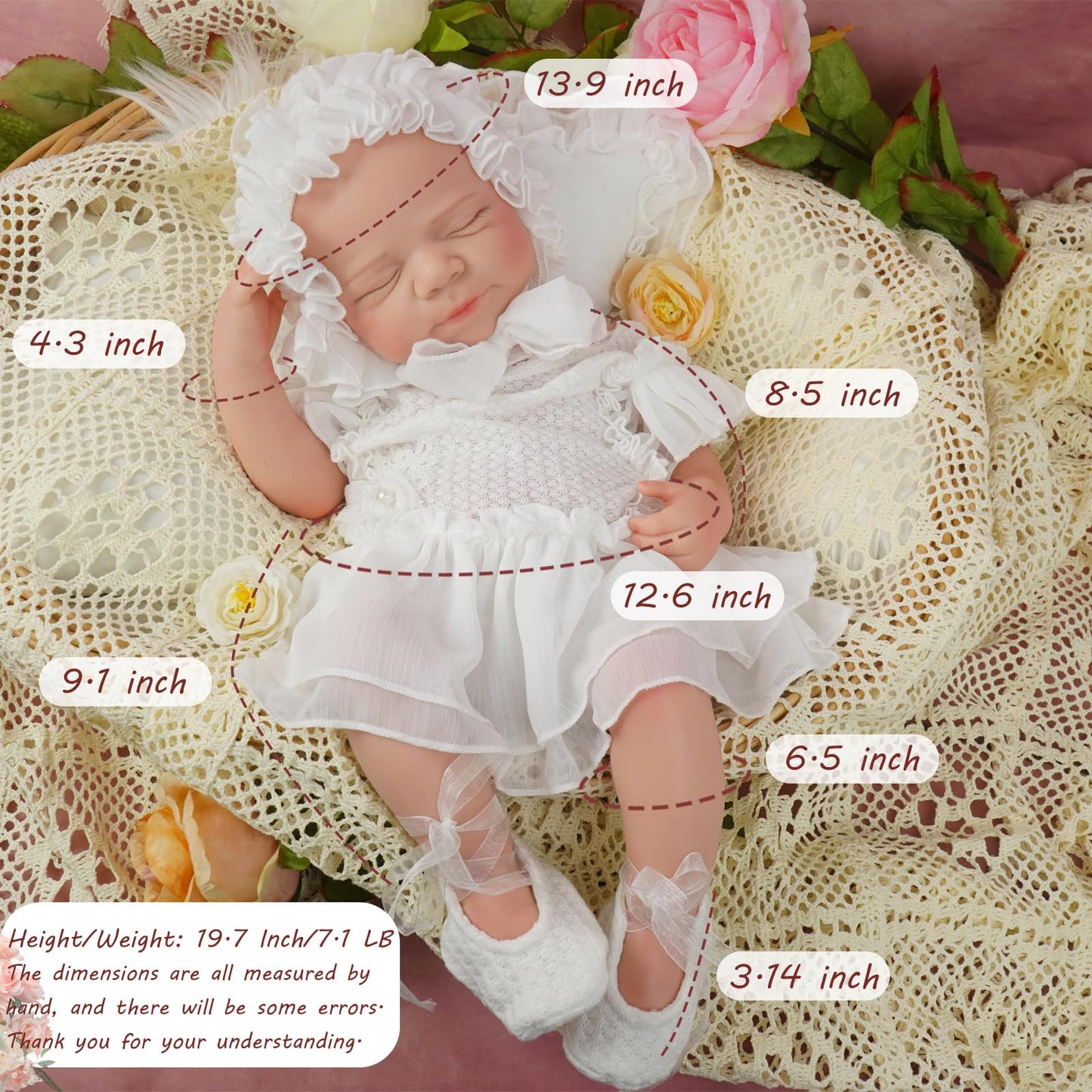 YaLuoQian Full Silicone Reborn Baby Doll, 20 Inch Lifelike Newborn Girl, Reborn Baby Dolls Silicone Full Body Sleeping for Therapy & Memory Keepsake