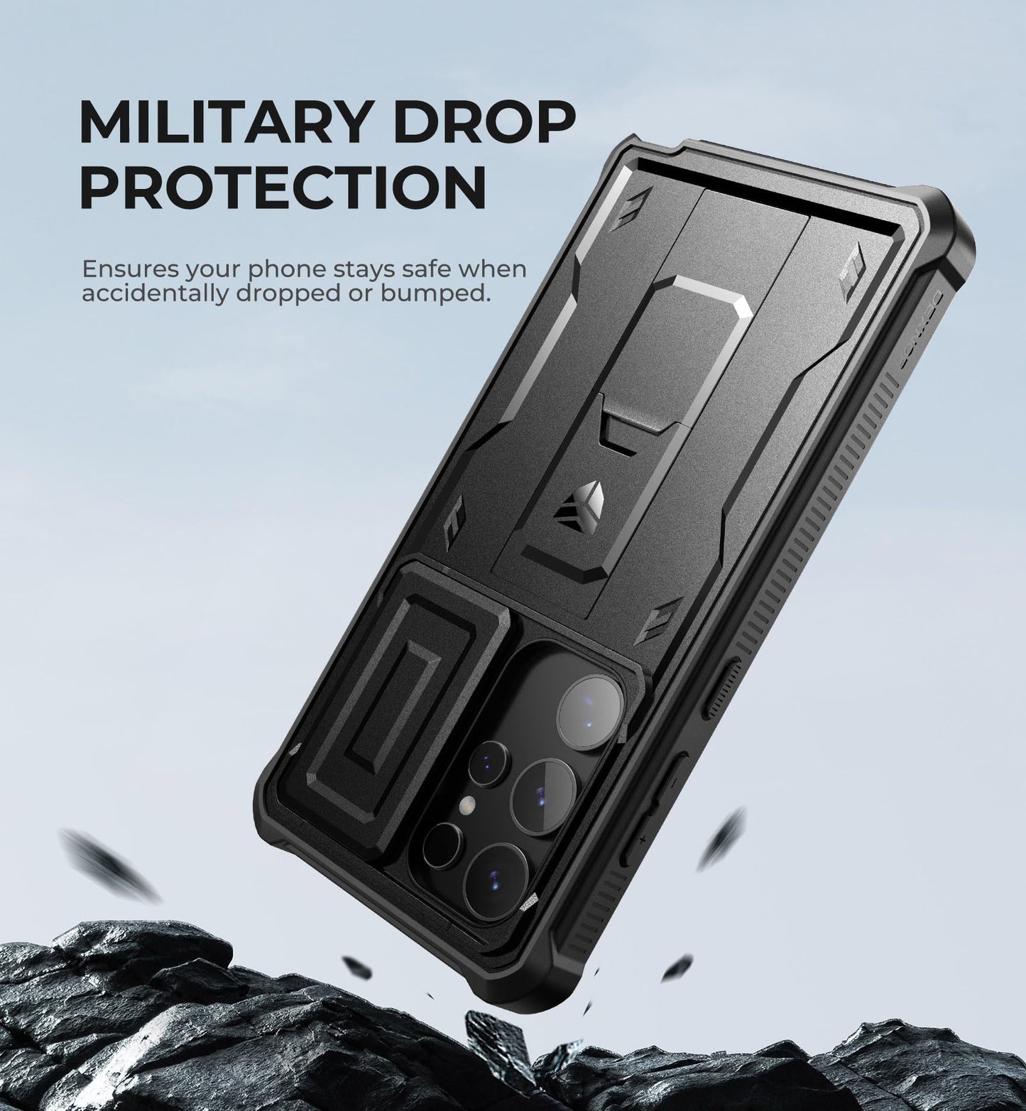 Dexnor for Samsung Galaxy S24 Ultra Case with Built-in Slide Camera Cover & Screen Protector & Kickstand, Shockproof Rugged Case Full-Body Bumper Protective Cover for Galaxy S24 Ultra (2024),Black