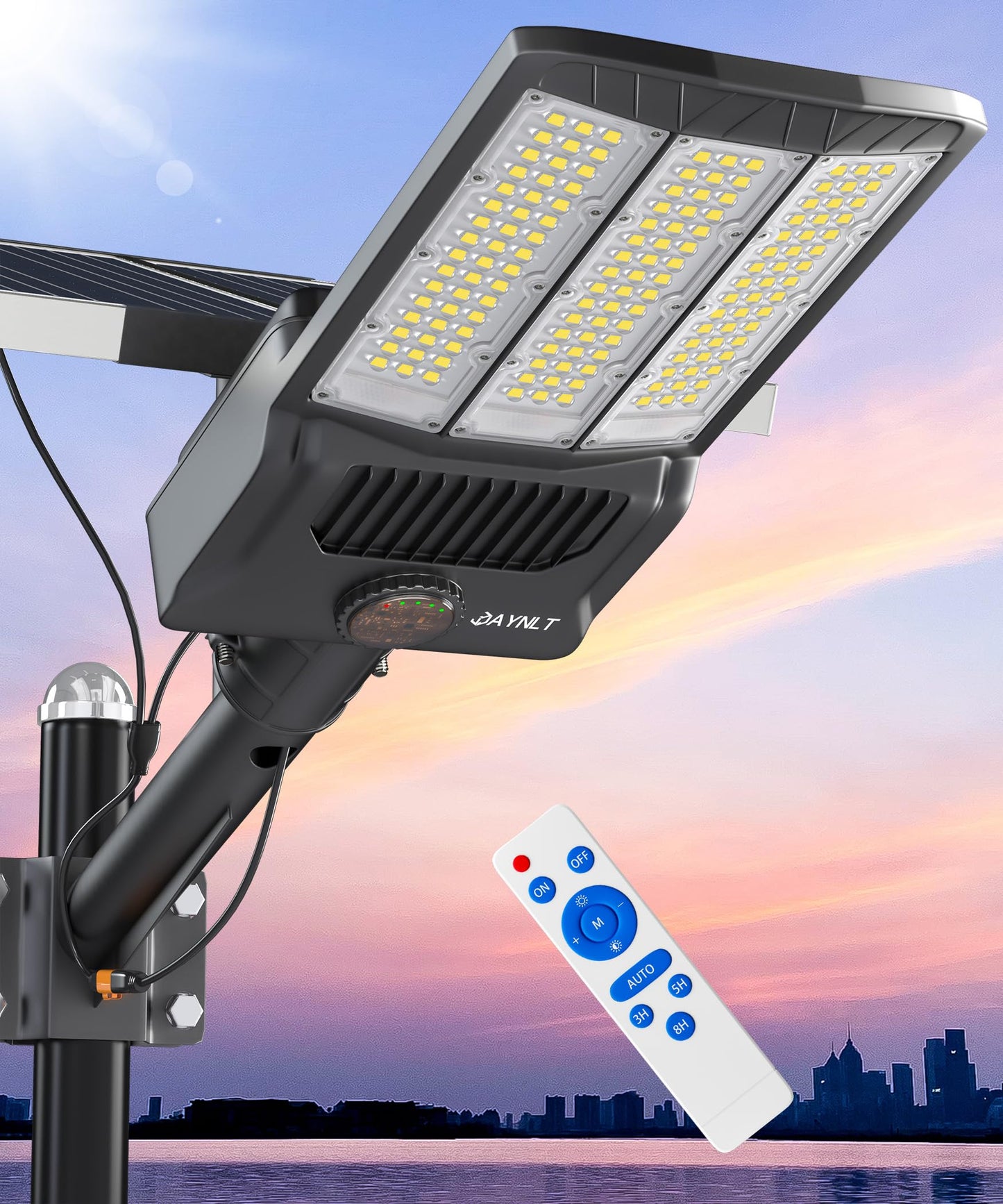JAYNLT Y-12000W Solar Street Lights Outdoor,900000LM 6500K Bright Parking Lot Lights Commercial,Split Flood Lights Solar Powered,IP67 Waterproof Solar Security Lamps for Parking Lot,Stadium