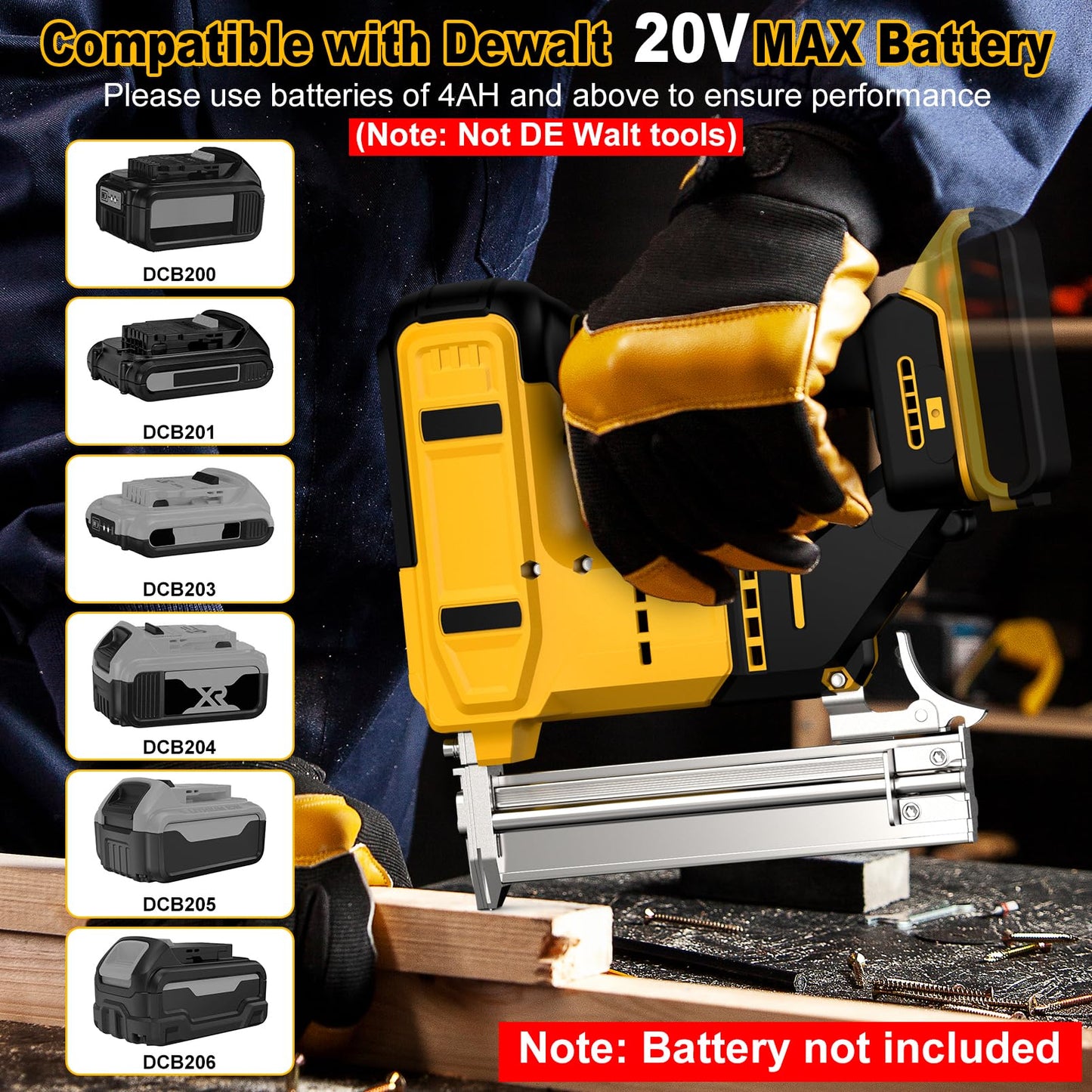 18 Gauge Cordless Brad Nailer & Staple Gun for Dewalt 20V MAX Battery, 2-in-1 Battery Powered Nail Gun with 2000 Nails, Electric Nail Gun for Woodworking, Framing, DIY & Home Improvement (No Battery)