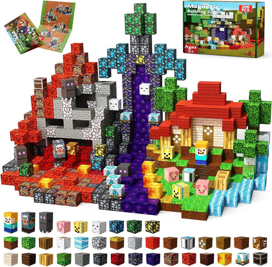 Magneverse 200 PCS 0.8in Magnetic Blocks - Magnet Toys for Boys, Magnetic Building Blocks Cubes, Stacking Magnets, School STEM Toys Birthday Gifts for Boys and Girls Age 3+ Years Old (Theme: Portal)
