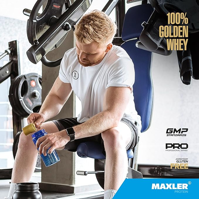 Maxler 100% Golden Whey Protein - 24g of Protein per Serving - Premium Whey Protein Powder for Pre Post Workout - Fast-Absorbing Whey Concentrate, Isolate & Hydrolysate Blend - Blueberry Muffin 2 lb