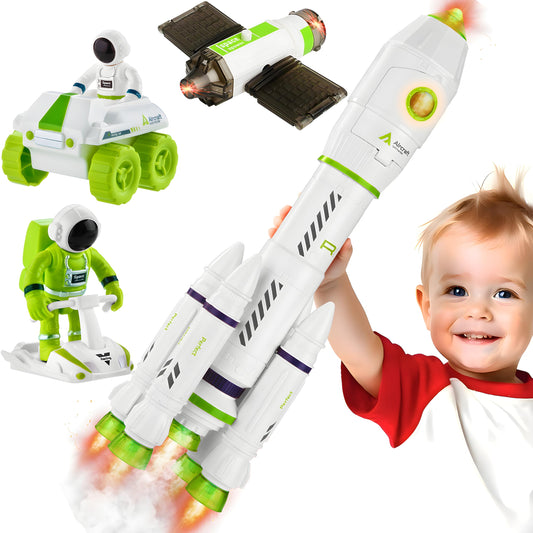 Wanonoo Rocket Space Toys for Kids 3-5 5-7 with Lights & Sound, Educational Astronaut Toys for 3 4 5 6 7 8 Year Old Boy Birthday Gift, Interactive Toddler Boys Toys 4-6 3-4 Science Outer Party Favors