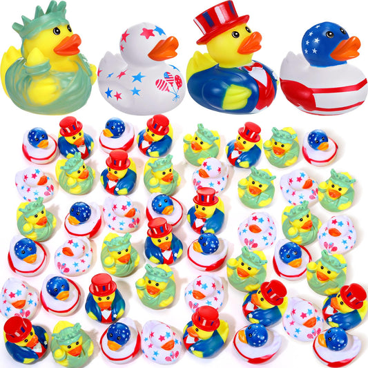 Jerify 72 Pcs 2 Inch Patriotic Rubber Ducks Summer Small Shower Float Rubber Ducks Star Rubber Ducky for Bath Birthday Gifts Baby Showers Beach Pool 4th of July Independence Day (Stylish)