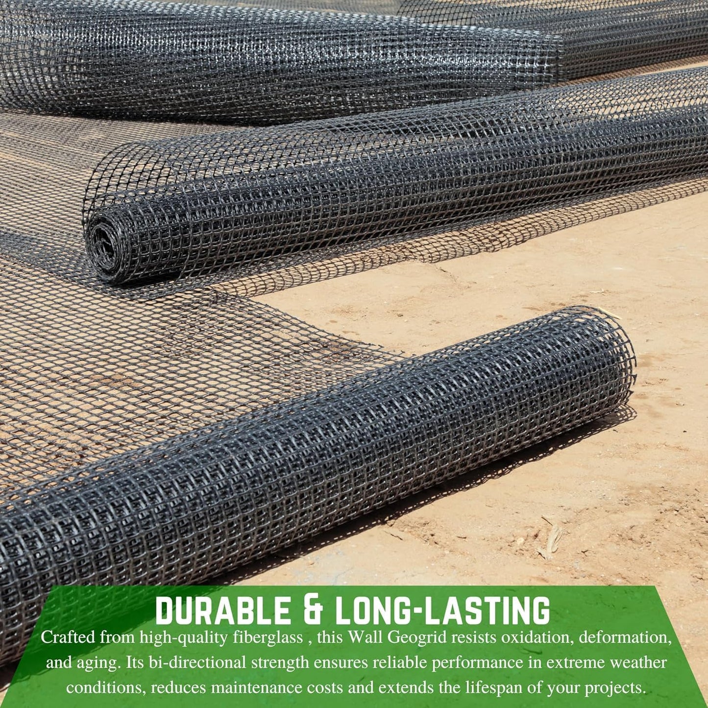 Farm Plastic Supply - Retaining Wall Geogrid - Driveway Stabilization Grids, Gravel Grid Walls Geocell Geogrid for Retaining Wall (4' x 50')