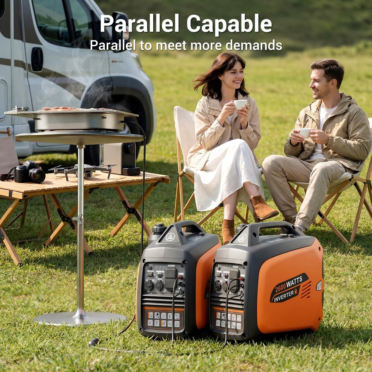 2800W Portable Inverter Generator, Quiet Gas-Powered Generator for Home Backup, Camping, RVs, and Clean Power for Sensitive Electronics, EPA Standard Compliant