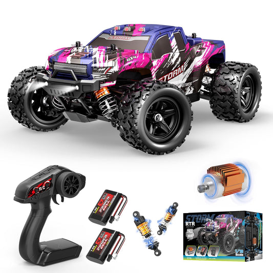 Pink Remote Control Car for Girls, Fast rc Cars for Girls 1:18 Scale Monster Truck with 40+ KM/H Speed 4WD Off-Road RC Truck, Dual Rechargeable Batteries, toys for 8 9 10 11 12 year old girl gifts