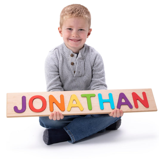Fat Brain Toys Fat Brain Toys Wooden Personalized Name Puzzles for Toddlers 1-3+, Custom Puzzles, Flat Rate up to 9 Letters