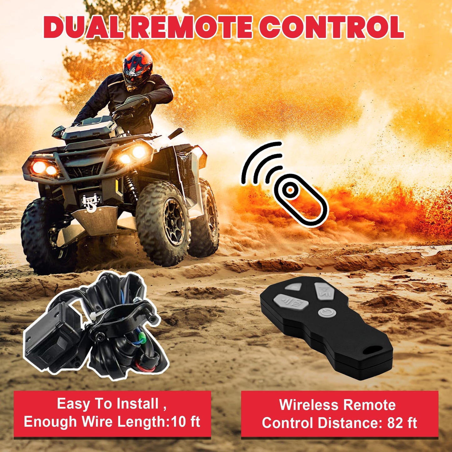 OPENROAD 4500 lb ATV/UTV Winch,12V Towing Off-Road Electric UTV Winch with 1/4"×50' Synthetic Rope,Wireless Remote and Rubber Stopper (4500lb with Synthetic Rope)