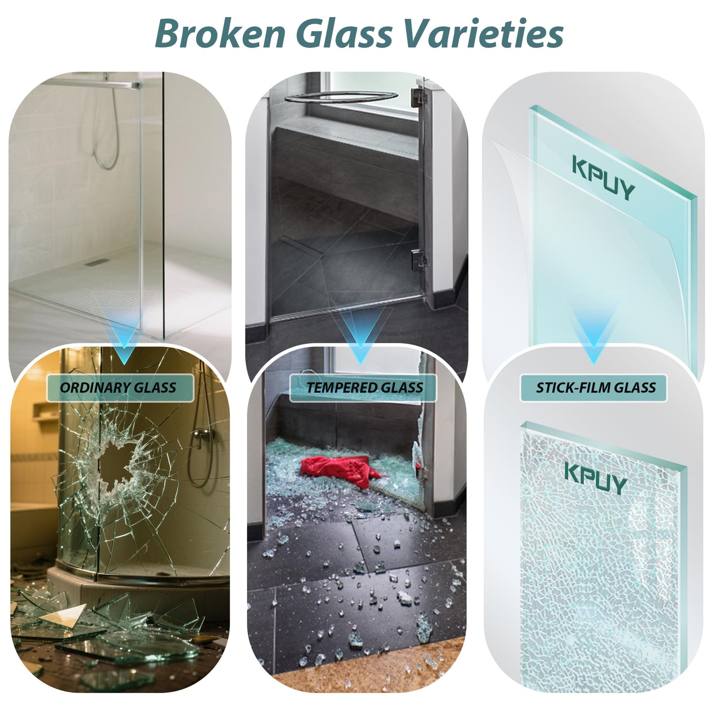 KPUY Frameless Shower Door, 49-54" W x 76" H Double Sliding Glass Shower Door, 1/4" (6mm) Thick Tempered Clear Glass with Explosion-Proof Film Nano Coating, Matte Black