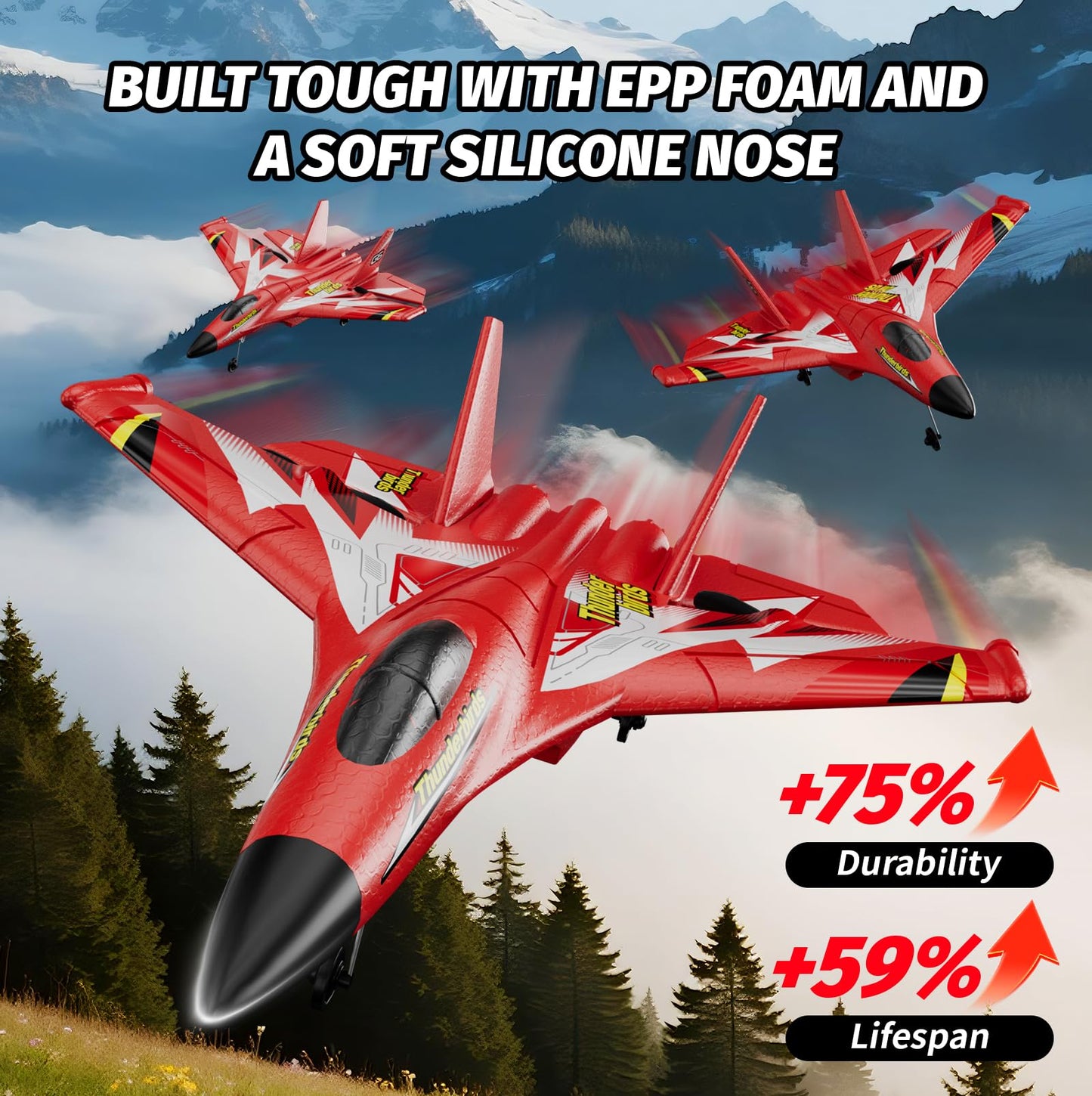 4DRC Foam RC Plane for Kids Adults, Remote Control Airplane RC Jet Helicopter Drone Plane for Kids Adults Beginner, Easy to Fly RC Fighter, Remote Control Aircraft with Automatic Balance Gyro