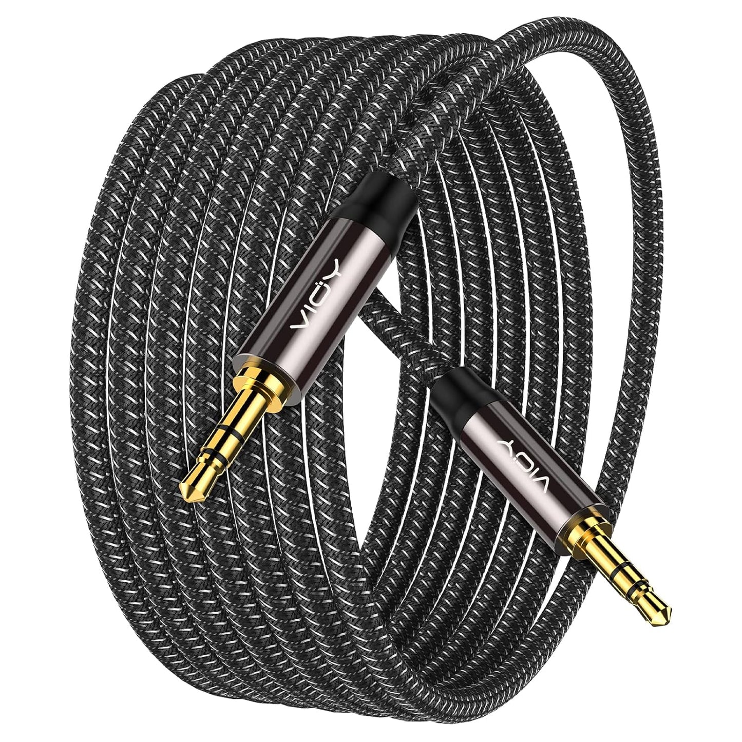 (50 3.5 mm VIOY Aux Cable ft), [Copper Shell, Hi-Fi Sound] Male to Male Braided Auxiliary Cord Compatible