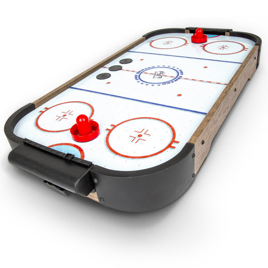 GoSports 30 Inch Table Top Air Hockey Game for Kids - Portable, Battery Operated Game Table - Oak