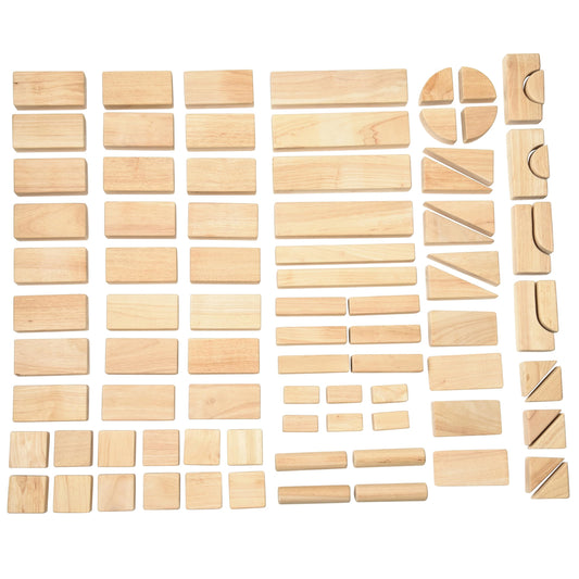 Constructive Playthings Wooden Blocks for Kids, 82-Piece Set with 13 Shapes, Educational Toy for Ages 2+, Ideal for Classrooms, Early Learning, Cooperative Play