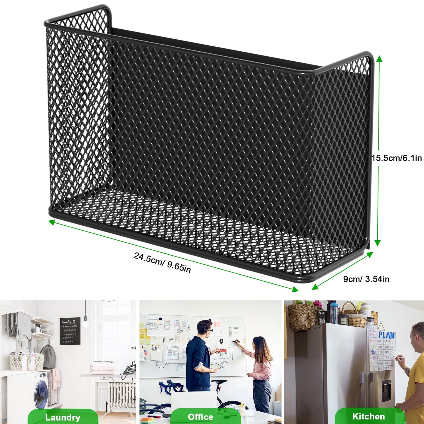 LIFEFAN Magnetic Baskets Shelf Bins Organizer Holder Storage Rack Containers for Fridge, Whiteboard, Locker - Home Kitchen Laundry Office School