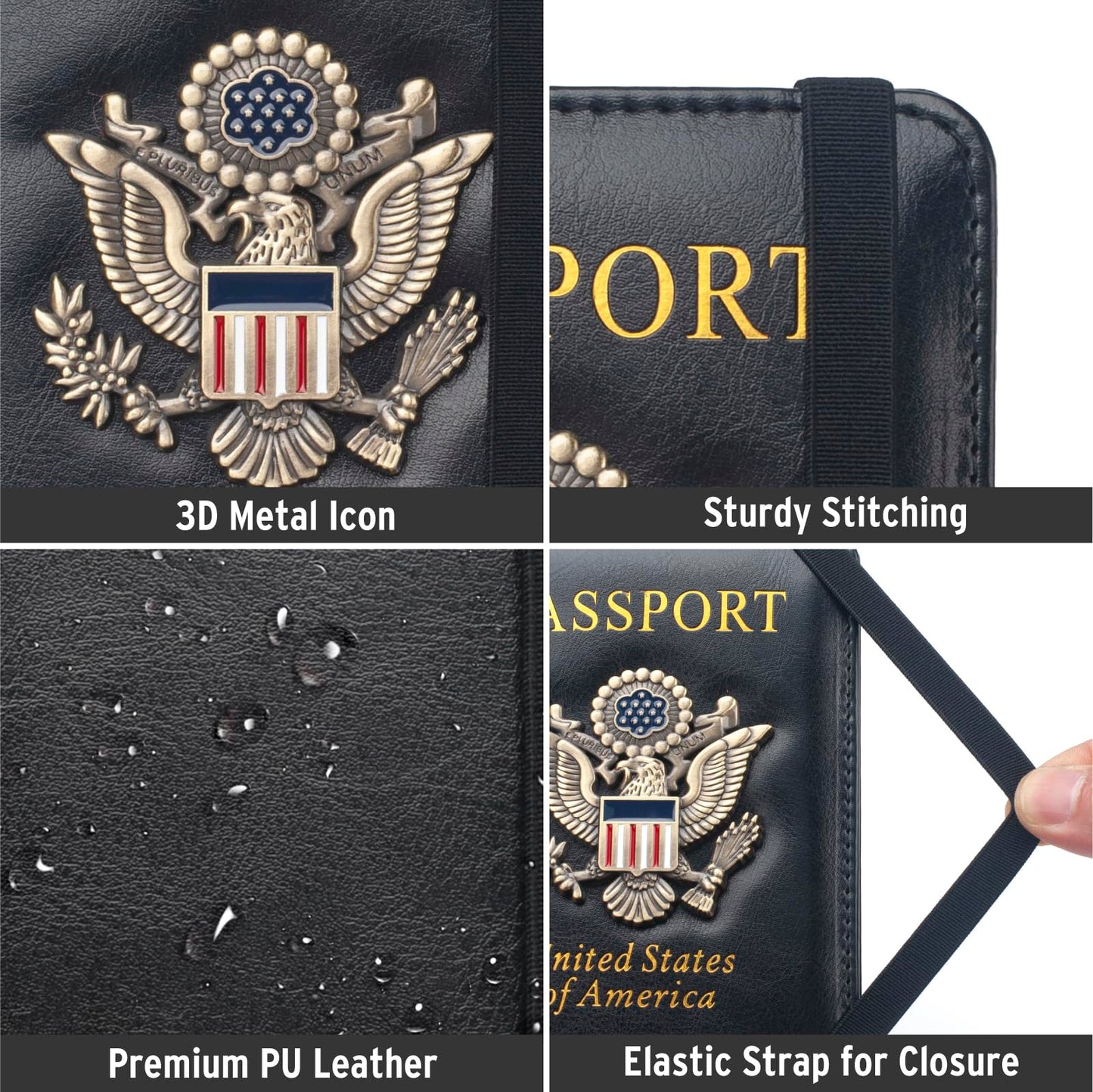 Coowayze Passport Holder Cover for Women Men, Leather US Passport Wallet Case with Vaccine Card Slot for Travel, RFID Passport Book Cover Travel Document Organizer Carrier