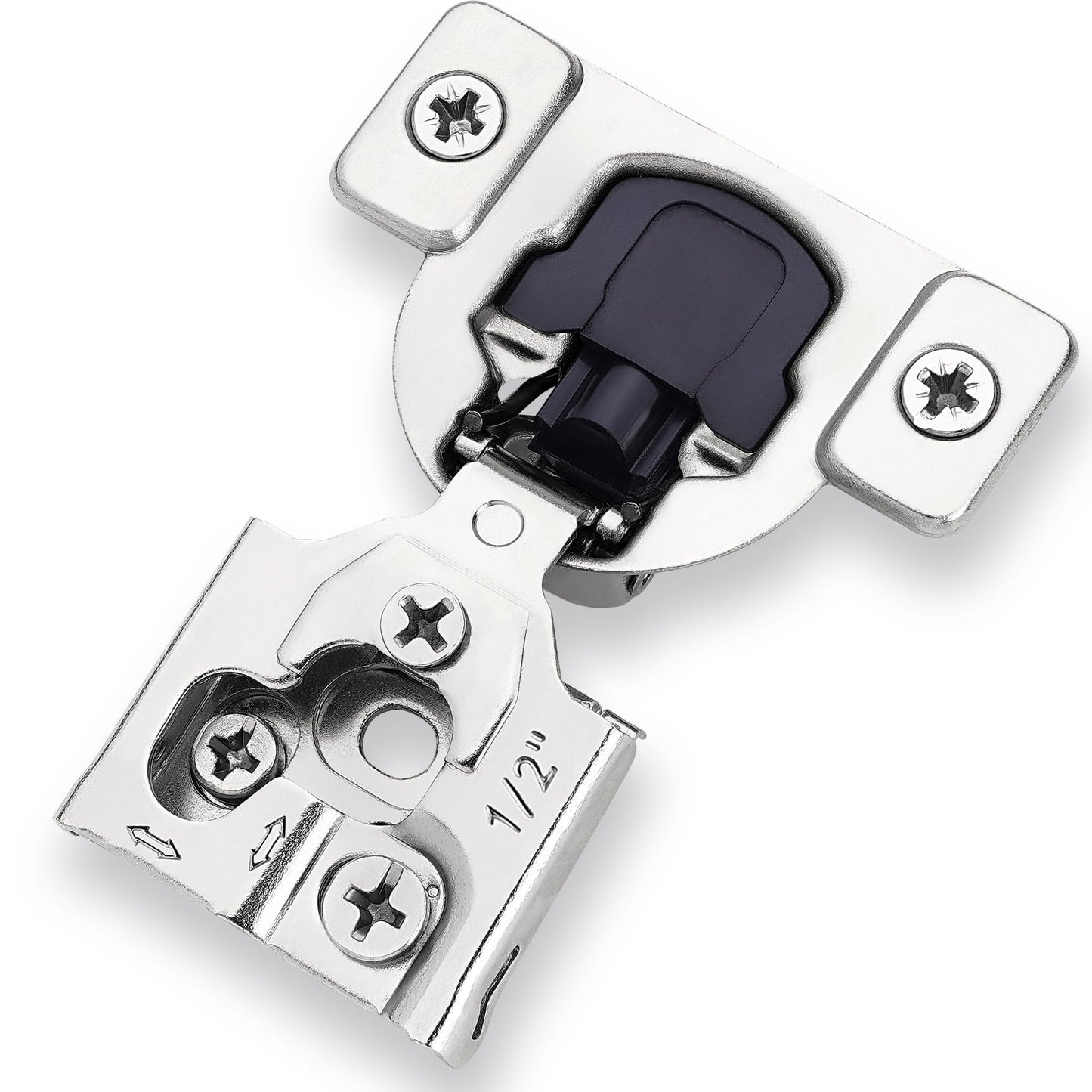 Decobasics 50 Pack Soft Close Cabinet Hinges – 1/2" Overlay for Kitchen Cabinet Doors, Slow Self-Closing Concealed Hidden Hinges for Face Frame –Stainless Steel, 3-Way Adjustable & Quiet Close Damper