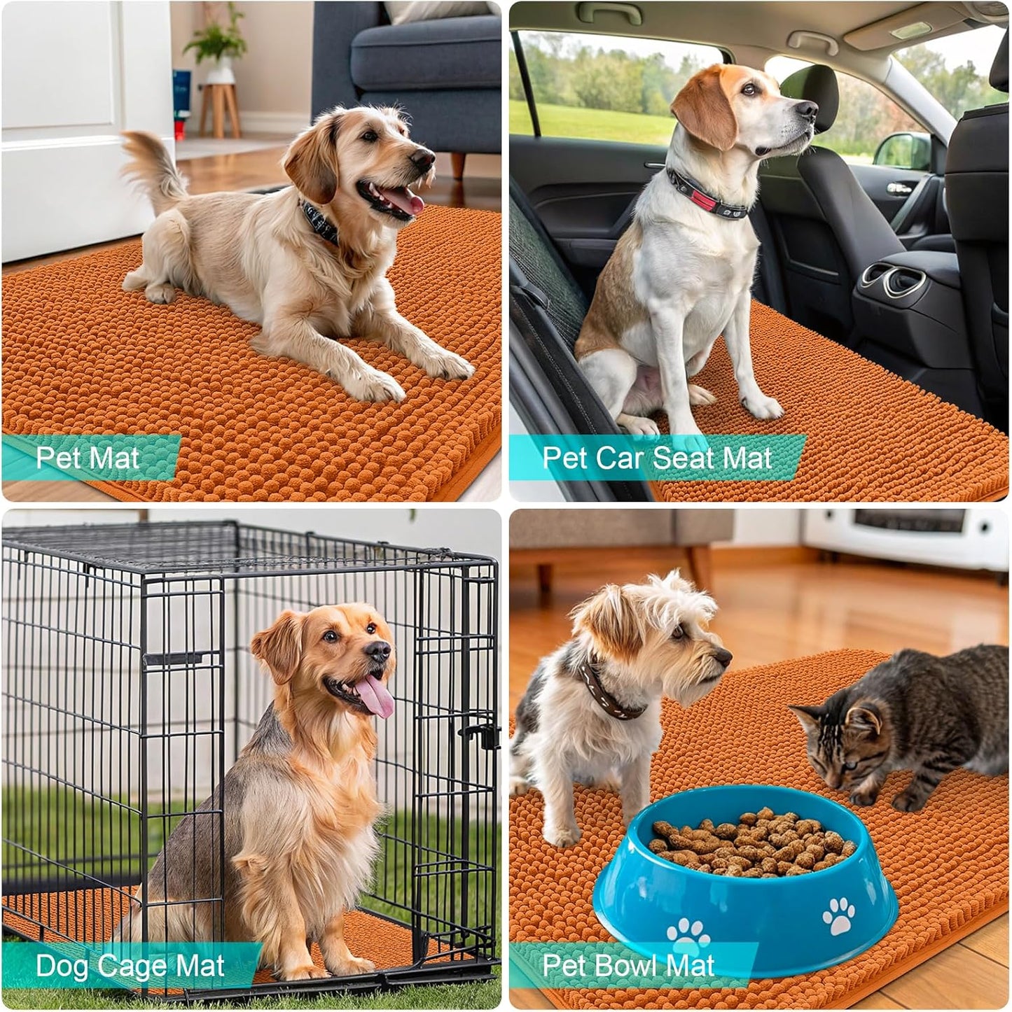 OLANLY Dog Door Mat - Absorbent Non-Slip Chenille Mat for Muddy Paws | 30x17 Inches, Quick Dry, Clay Color