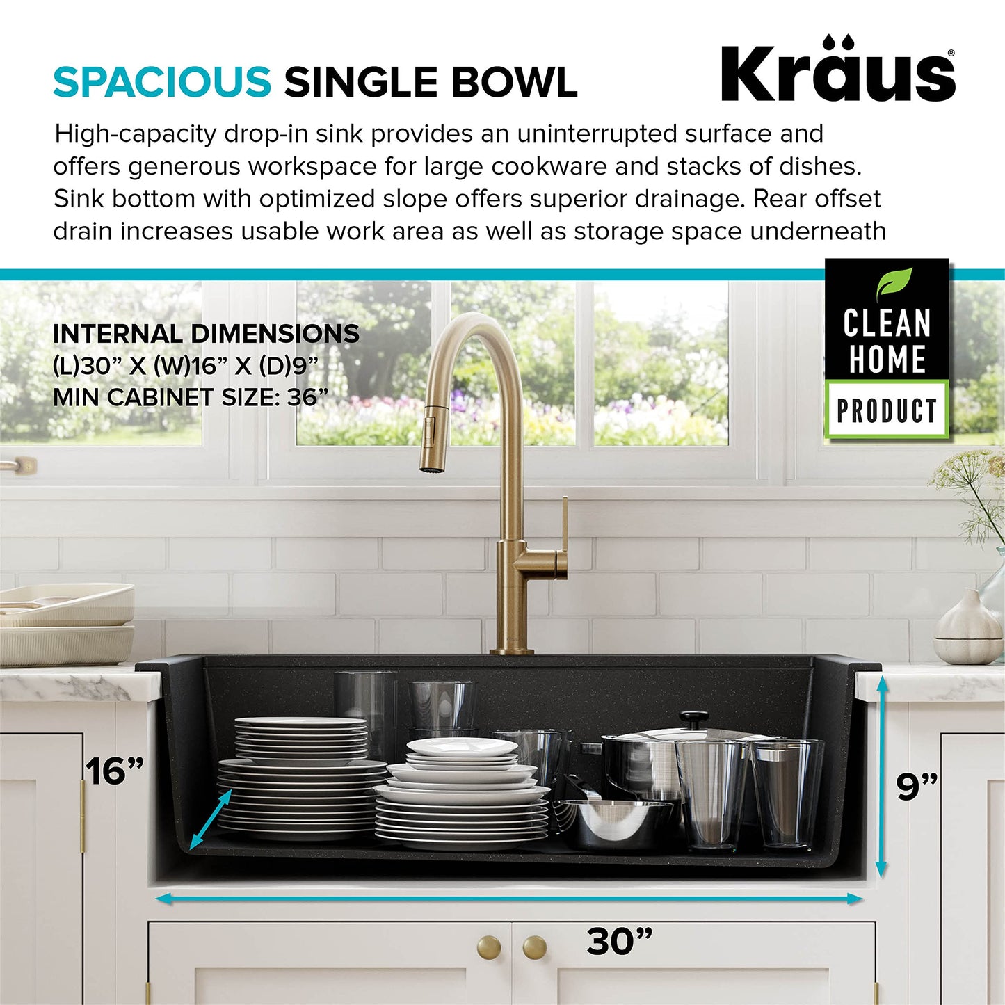 KRAUS Bellucci Workstation 33" Single Bowl Granite Kitchen Sink in Metallic Black w/Accessories, KGTW2-33MBL, Includes Dish Drainer/Dish Drying Rack