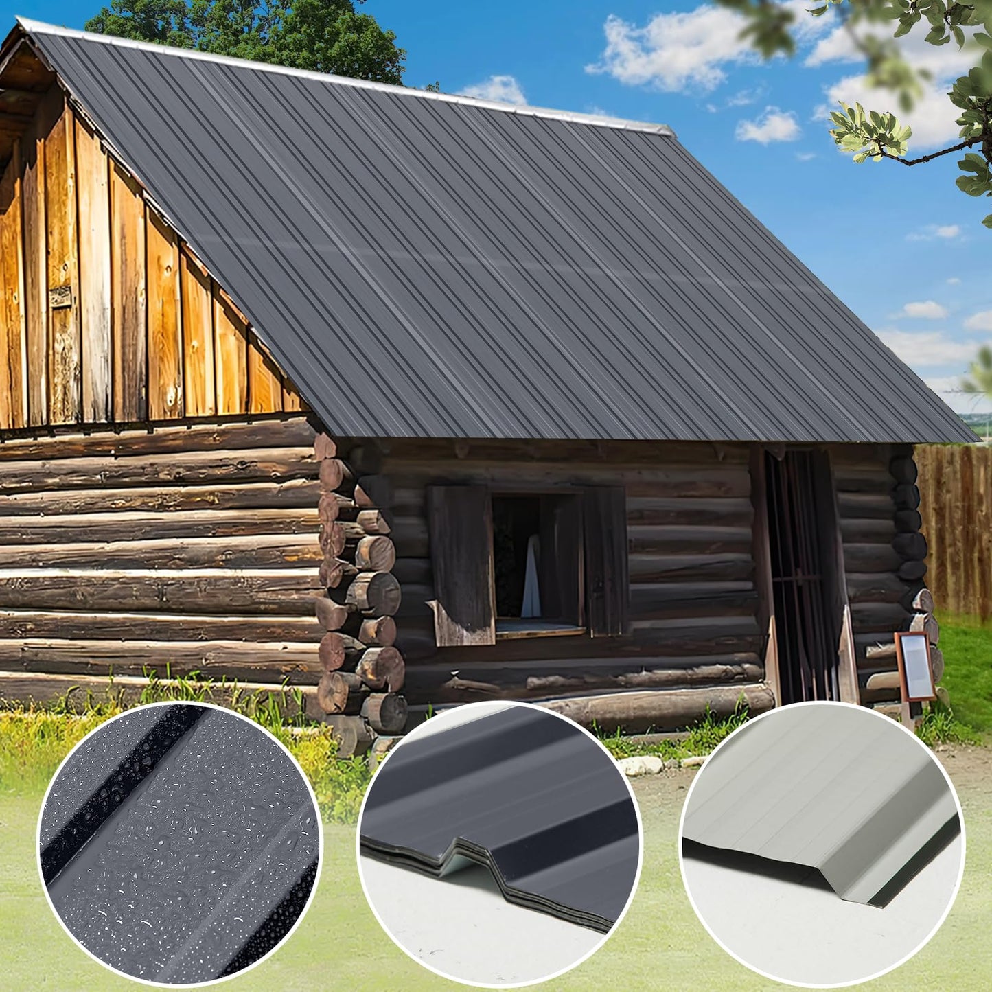 Metal Roof Panels - 12 Pcs Corrugated Pergola Roofing Panels Heavy Duty Waterproof Tin Roofing Materials for Shed Gazebo Patio Garages 50.78x17.7in,Grey