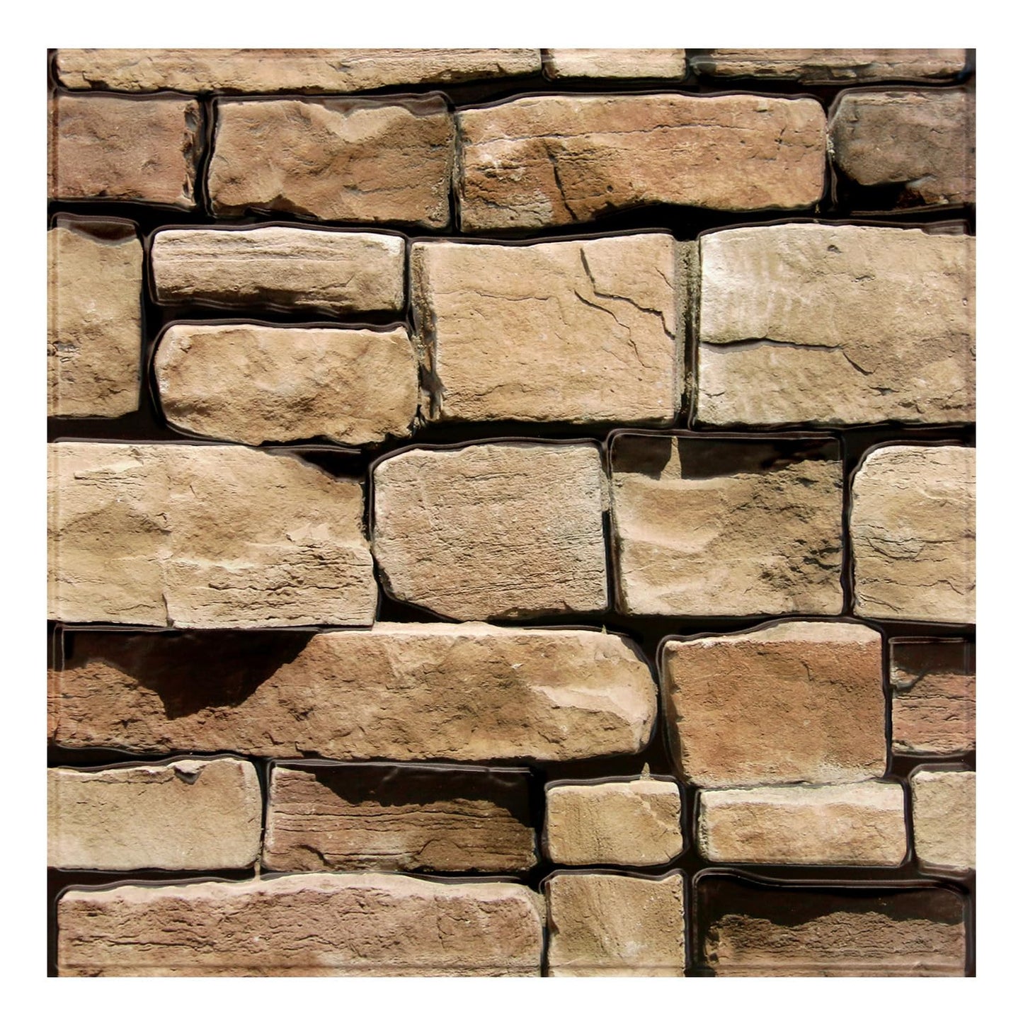 Commomy 3D Faux Stone Wall Panel Peel and Stick Wall Tiles - Fake Stone Wall Sticker 10 Pcs of 11.8" x 11.8" Thin Ultralight PVC Rock Wall Covering Kitchen Backsplash,Living Room,Interior Wall Decor