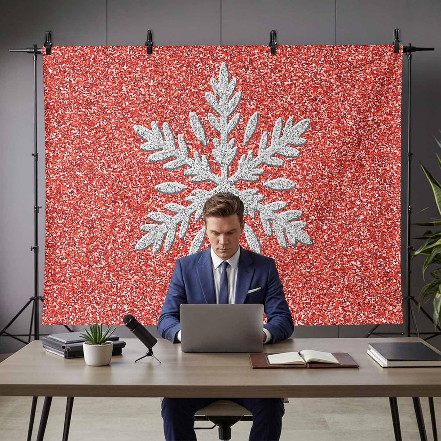 Generic 7 5 Modern Themed Photo Backdrop for Photoshoot, x FT Winter Watercolor Sparkling Snowflake Pattern Photo Props