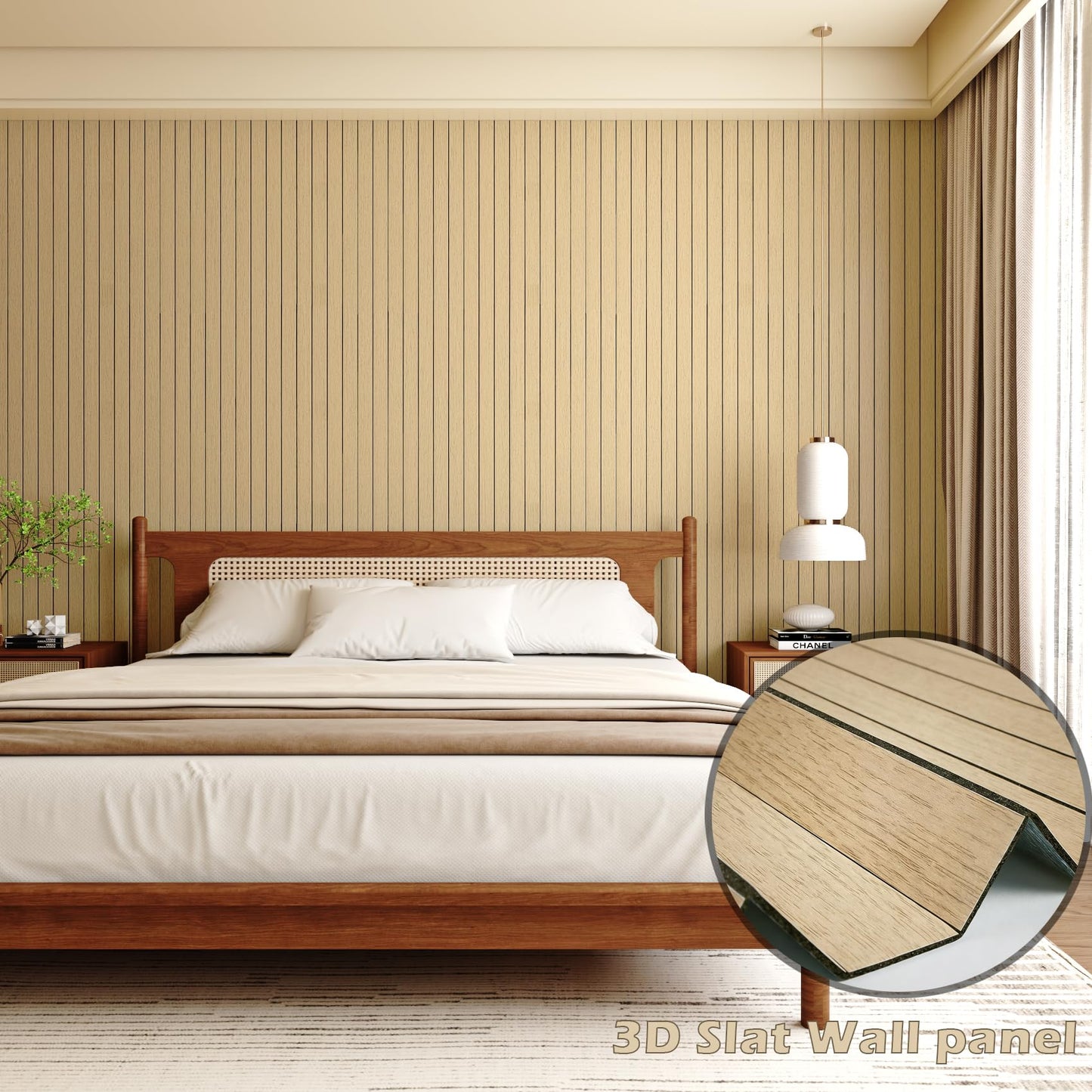 Stickyart Natural Wood Panels for Wall 23.6"X 196.8" Peel and Stick 3D Slat Wall Panel Light Wood Slat Wallpaper Self Adhesive Flexible Walls Paneling PVC Thick Waterproof for Ceiling Interior Walls
