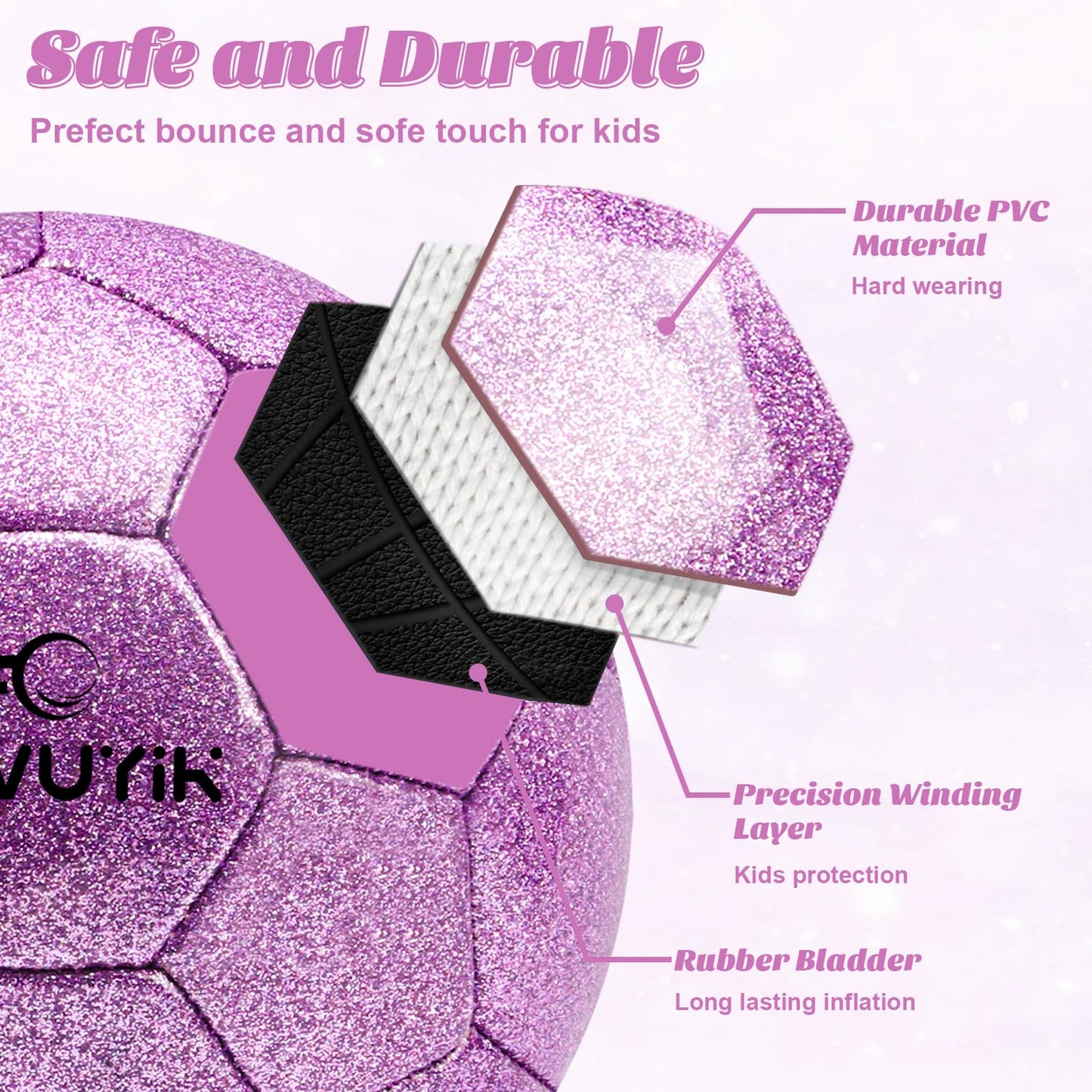 2 Pcs Purple Mini Soccer Goals Set 2x1.5x1.5ft Indoor Soccer Nets for Kids with Size 2 Toddler Soccer Ball Foldable Net Toy with Pump for Children Boys Girls Backyard (Purple)