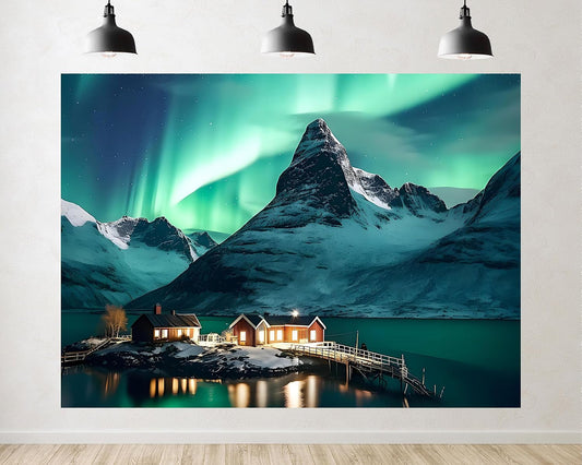 TryKid 10x7ft Aurora Borealis Backdrop Norway Polar Colorful Night Sky Forest Northern Lights Photography Background