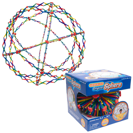 University Games, Hoberman Original Sphere-Rainbow, award-winning geometric expanding/contracting ball, Ages 4 to 104