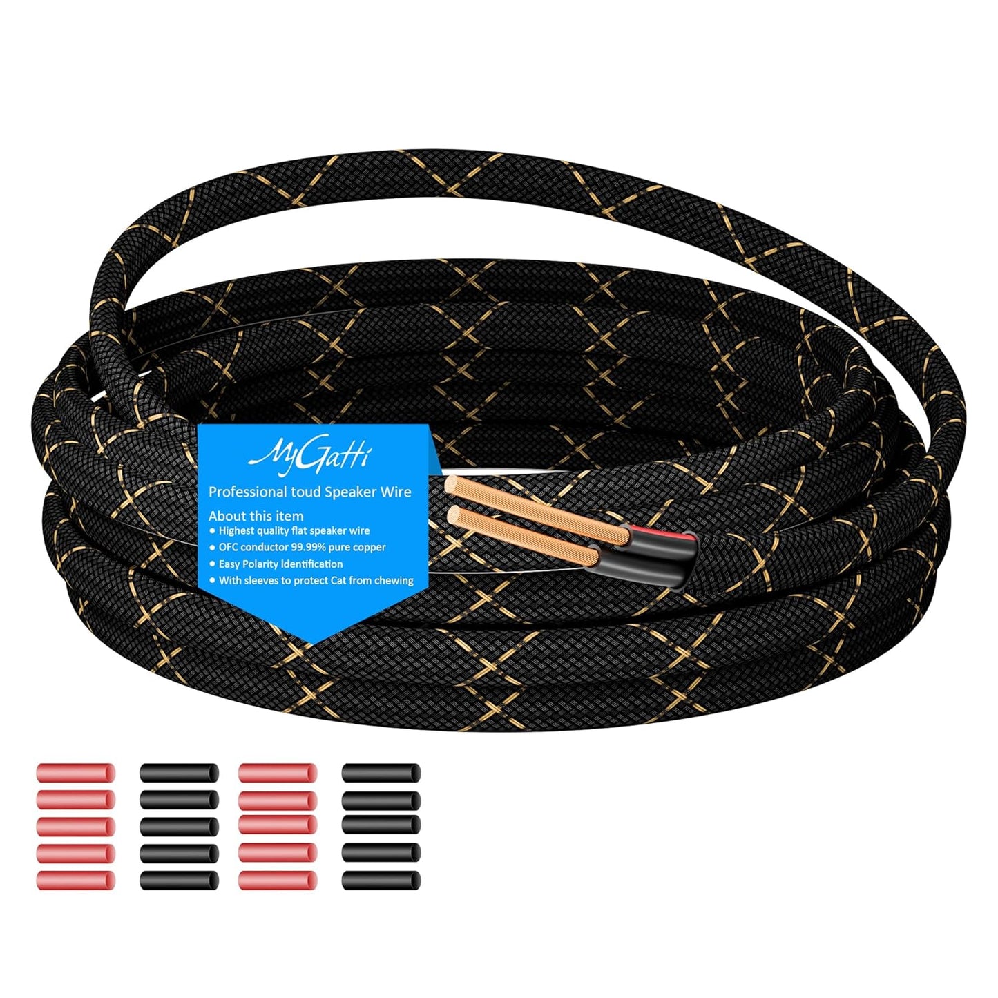 Mygatti 14/2 35 14AWG 2 Speaker Wire Feet, Gauge Speaker Cable, Direct Burial, Durable Nylon Braided, in Wall