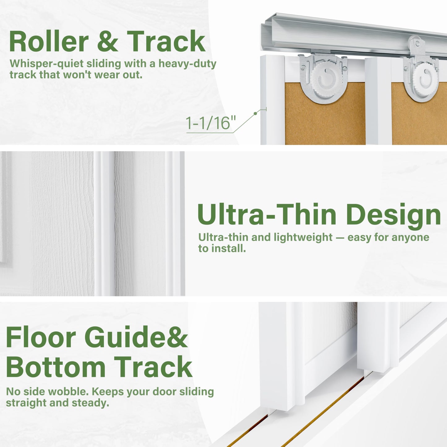 ARKHJEM Sliding Closet Door 60"(Double 31") x80, Raised Textured 2-Panel Hollow Core Bypass Closet Doors, Preassembled White Primed Paintable Door Panels with Top & Bottom Track Hardware Kit