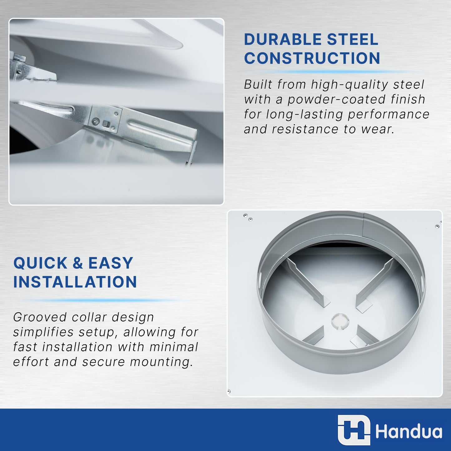 Fits 24x24 Steel T-Bar Drop Ceiling Grid | 2x2 Feet Lay in Steel Air Supply Diffuser with Round 8" [Neck Size] by Handua | 3 Cone | Drop Celing Vent | White | Outer Dimension: 23-3/4" x 23-3/4"