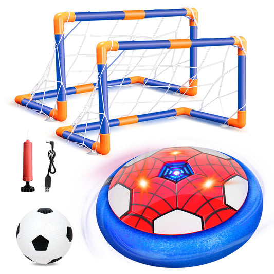 HitToys Hover Soccer Balls Toys Set for Kids, 2-in-1 Rechargeable Air Floating Football Toy Ball with Led Light, Indoor Sports Games Christmas Birthday for Old Boys Girl