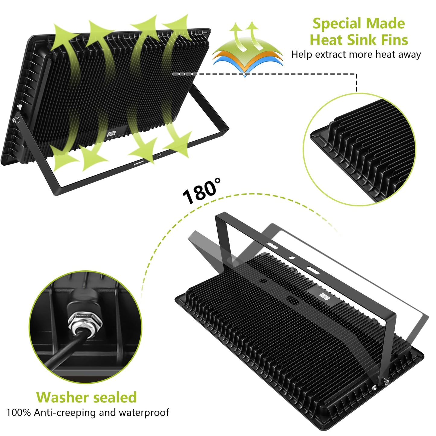 Gopretty 1000W LED Flood Lights,4200 watt Equivalent 98000LM Super Bright Outdoor LED Arena Lights 85-265V IP66 Waterproof 6000K Daylight Commercial Lighting for Stadium, Backyard, Parking Lots etc