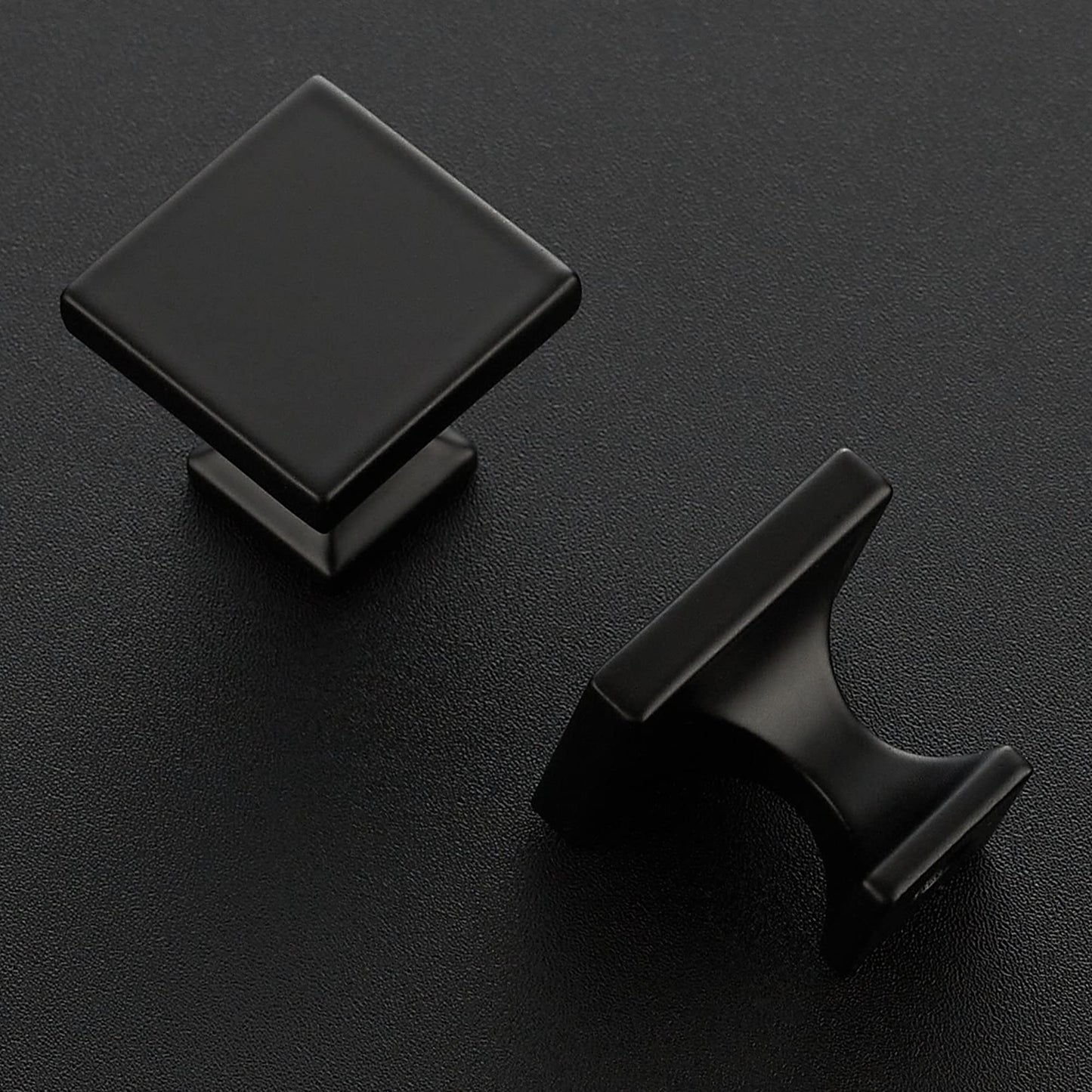 Matte Black Square Cabinet Knobs for Cabinets and Drawers - Kitchen Hardware, 30 Pack