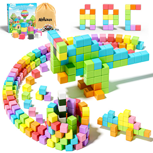 Apluses Magnetic Blocks, Magnet Building Cubes for Toddlers, Classroom Must Haves STEM Educational Toys for Kids, Autism Sensory Montessori Magnet Toys for 3 4 5 6 7 8 Year Old, Gift for Boys Girls