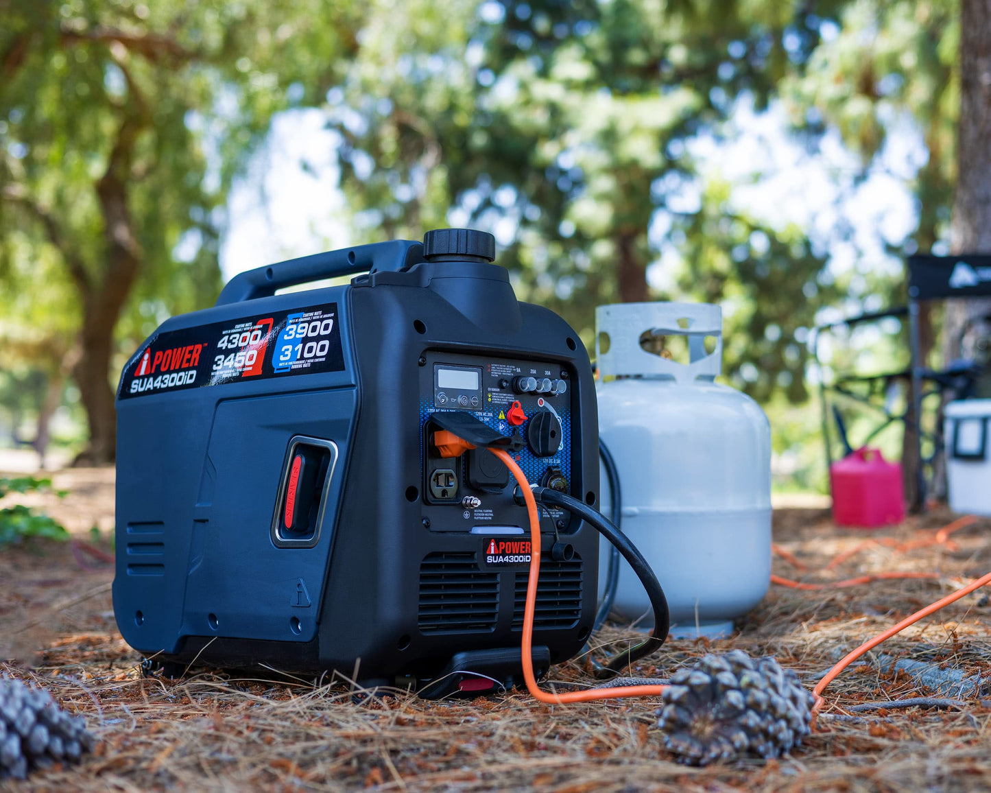 A-iPower 4300-Watt Dual Fuel Portable Inverter Generator, RV Ready Lightweight w/CO Sensor for Backup Home Use, Tailgating & Camping, CARB Compliant (SUA4300iD)