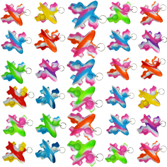 Roaqua 100 Packs Bulk Airplane Push Rainbow Bubble Mini Pop Fidget for Boy Girls Kids, Birthday Party Favors Supplies Classroom summer Student Prize Gifts