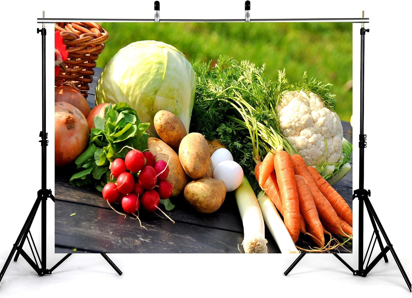 KeyWork 8x8ft Fresh Vegetable Backdrop Assorted Produce Photography Background for Party Farm to Table Themed