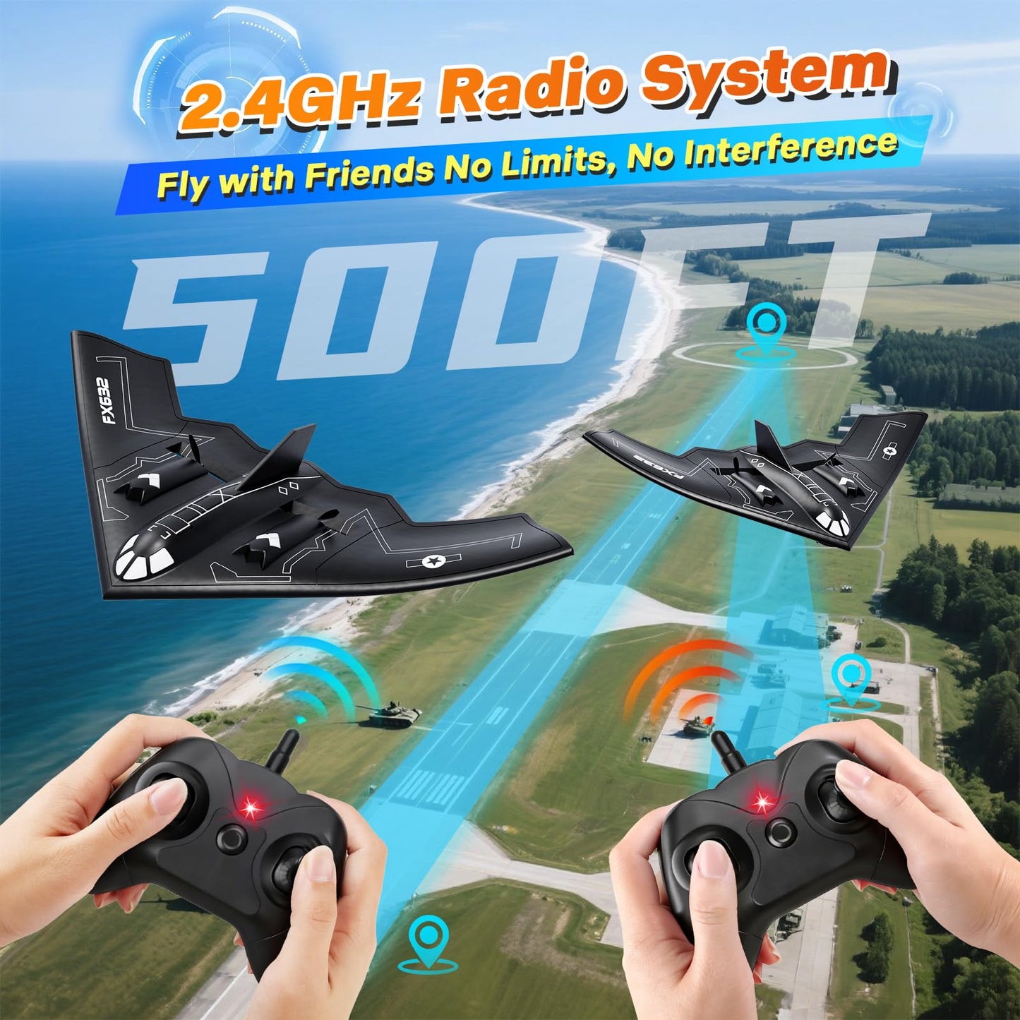 AIGIMU RC Airplane, RC Plane Ready to Fly, 2CH Remote Control Airplane with 6-axis Gyro Stabilizer B2 Spirit Stealth Bomber 2.4GHz Remote Control Plane for Beginners Boys Kids